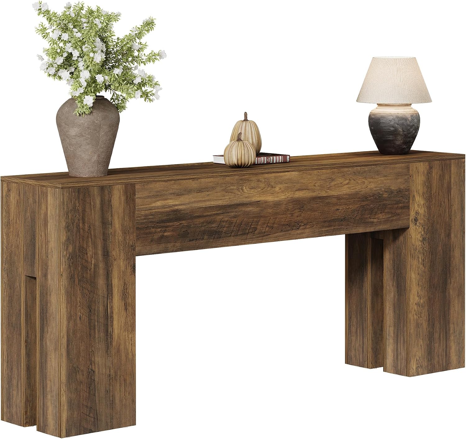 Tribesigns 71-Inch Long Console Table for Entryway, Farmhouse Sofa Console Behind Couch, Entry Table for Hallway, Foyer, Living Room, Brown
