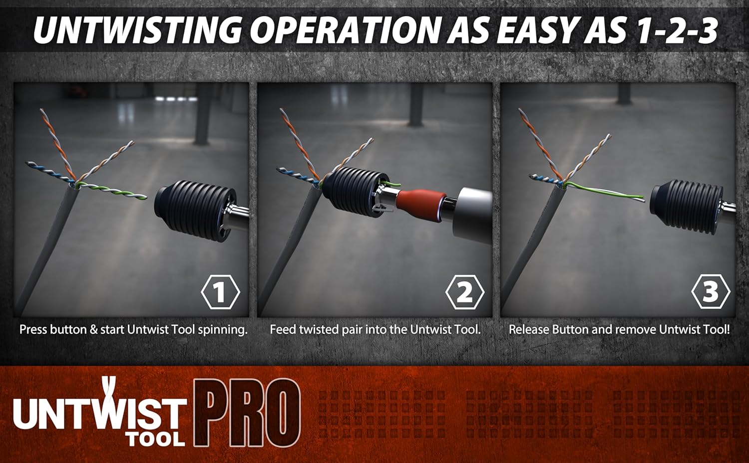 Untwist Tool PRO-COMBO Quickly Separates CAT5e, CAT6, CAT6A, & CAT7