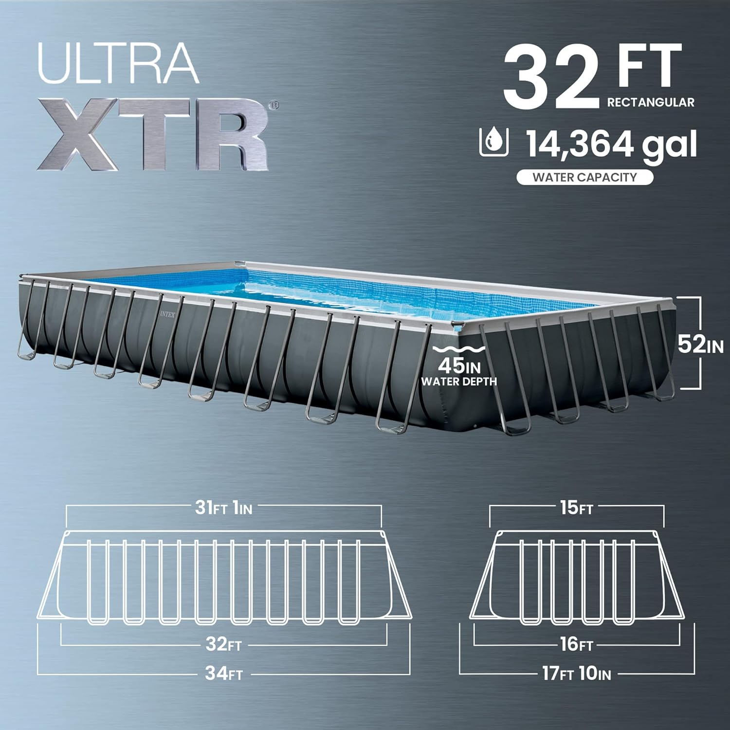 INTEX 26373EH Ultra XTR 32ft x 16ft x 52in Above Ground Swimming Pool Set with Sand Filter Pump and Deluxe Maintenance Cleaning Kit (2-Pack)