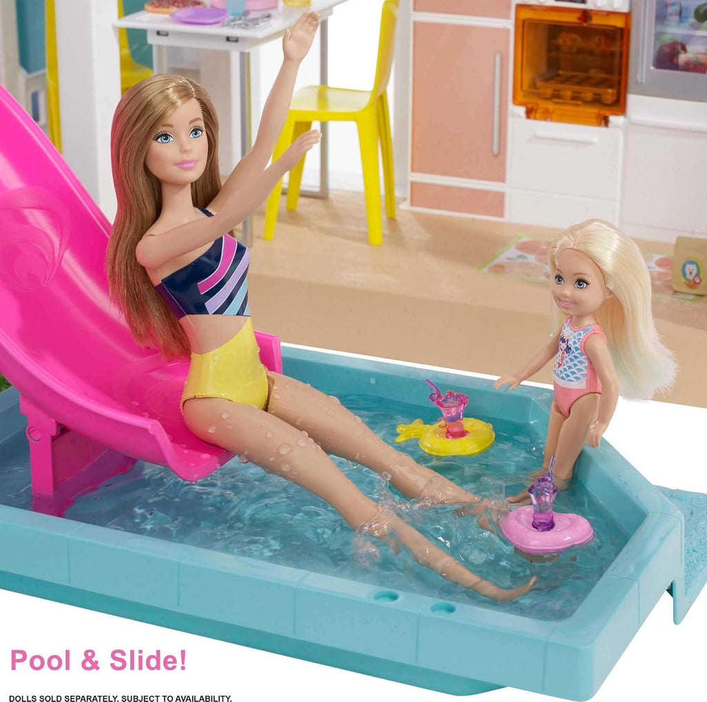 Barbie Dreamhouse (3.75-ft) 3-Story Dollhouse Playset with Pool & Slide, Party Room, Elevator, Puppy Play Area, Customizable Lights & Sounds, 75+ Pieces, Gift for 3 to 7 Year Olds (Amazon Exclusive)