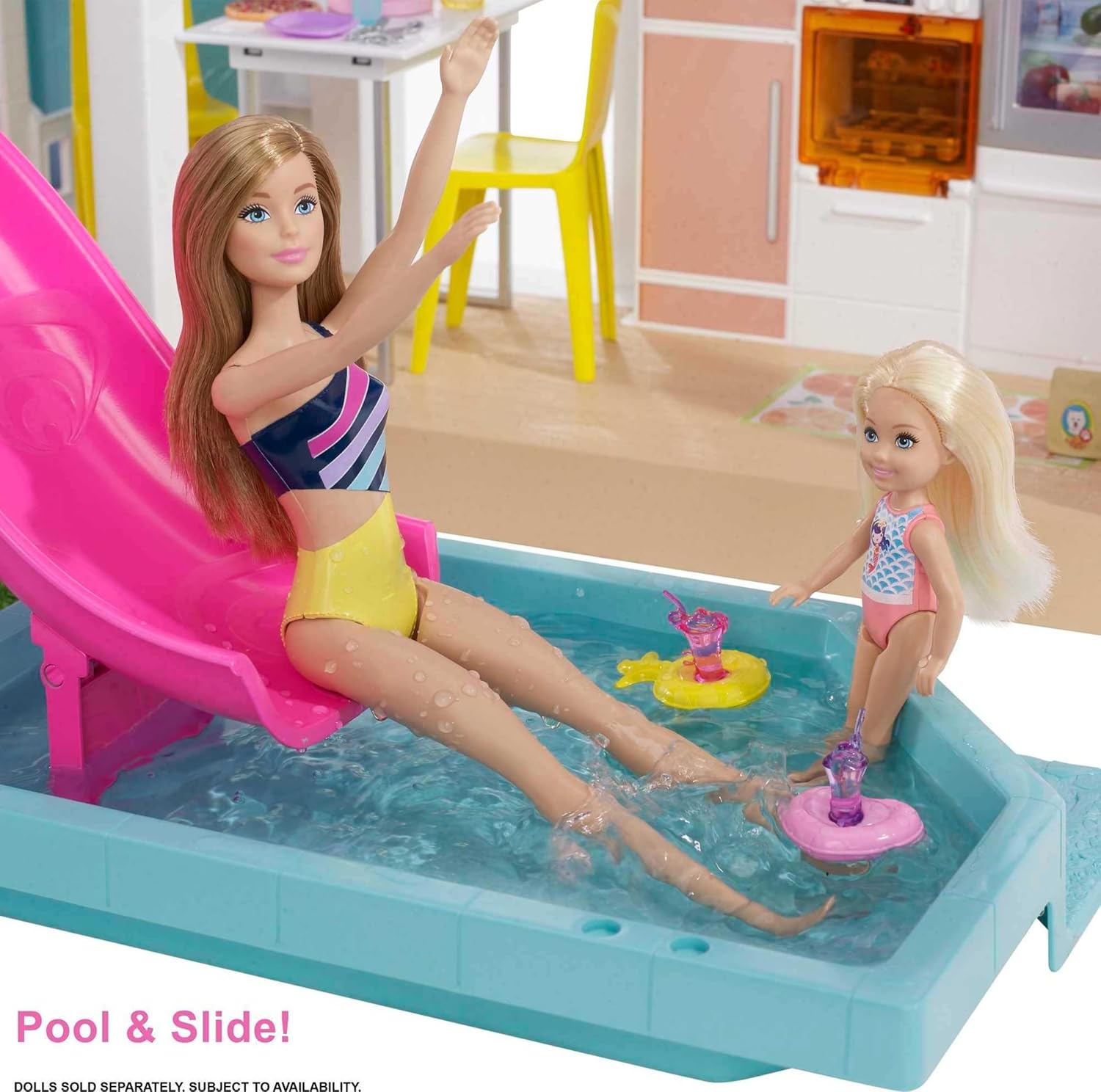 Barbie Dreamhouse (3.75-ft) 3-Story Dollhouse Playset with Pool & Slide, Party Room, Elevator, Puppy Play Area, Customizable Lights & Sounds, 75+ Pieces, Gift for 3 to 7 Year Olds (Amazon Exclusive)