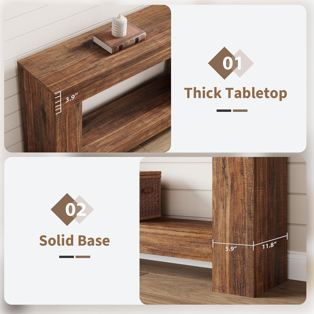 63-Inch Long Console Table, Farmhouse Sofa Table Behind Couch, Wooden Console Tables with Storage, Entryway Entry Tables for Hallway Entrance Living Room