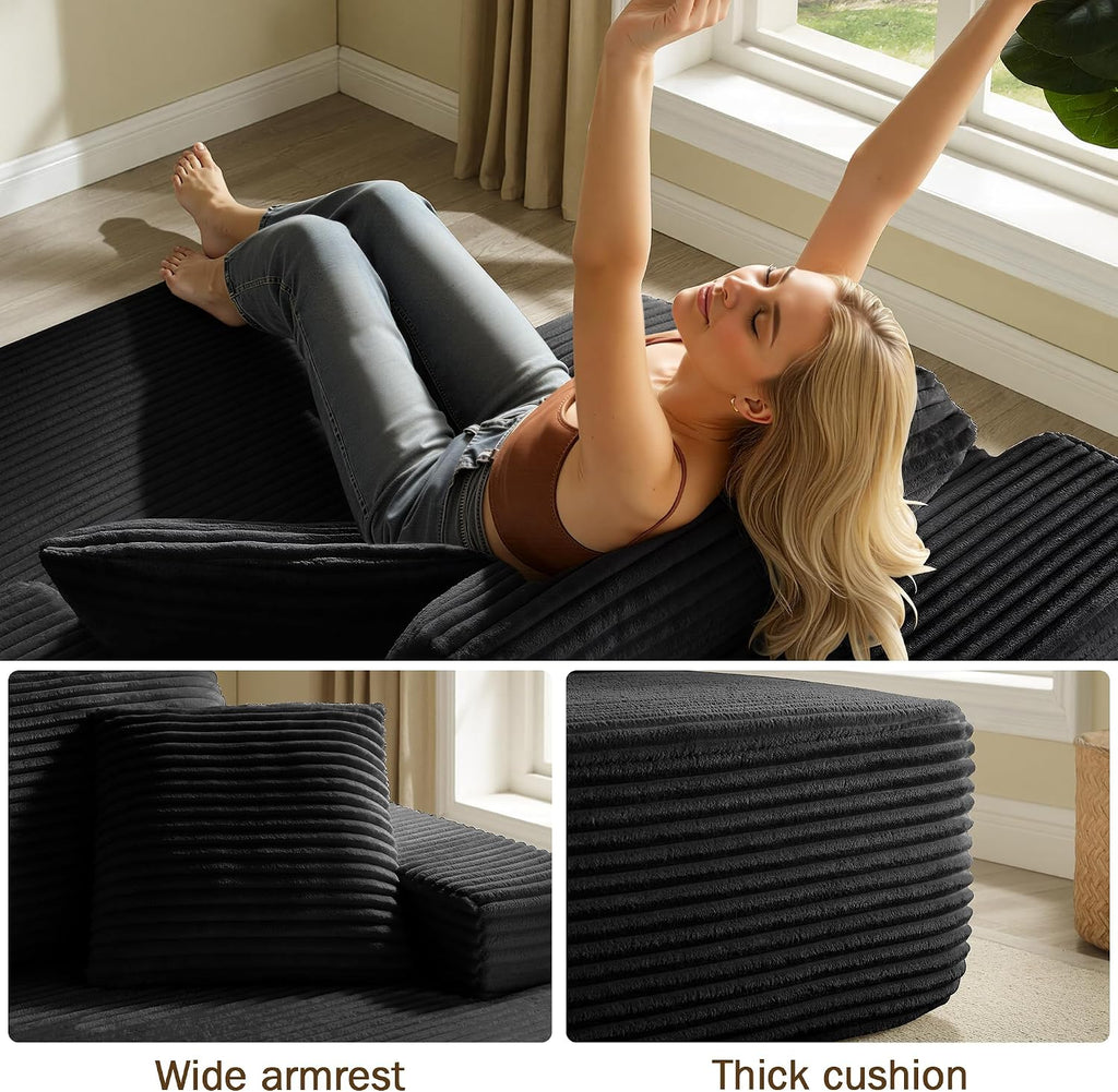 68.5' Oversized Chaise Lounge Chair Indoor, Boneless Sleeper Sofa Bed with Pillows, Deep Seat Sleeper Couch Reading Chairs, Cloud Sofas Couches for Living Room, No Assembly Required