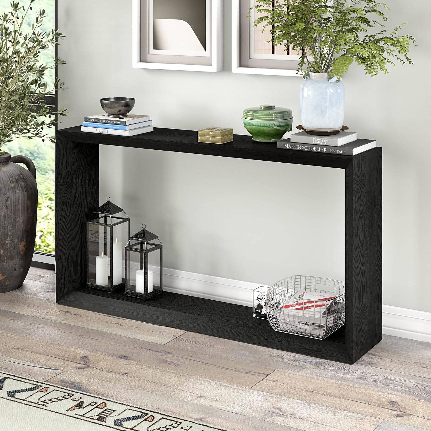 Henn&Hart Osmond Console Table, 55' Wide,Grey,Black