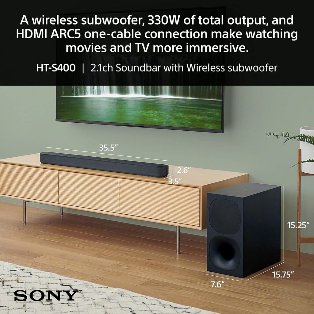 Sony 55 Inch 4K Ultra HD TV BRAVIA 3 LED Smart Google TV with Dolby Vision HDR and Exclusive Features for PlayStation®5 (K-55S30), 2024 Model HT-S400 2.1ch Soundbar