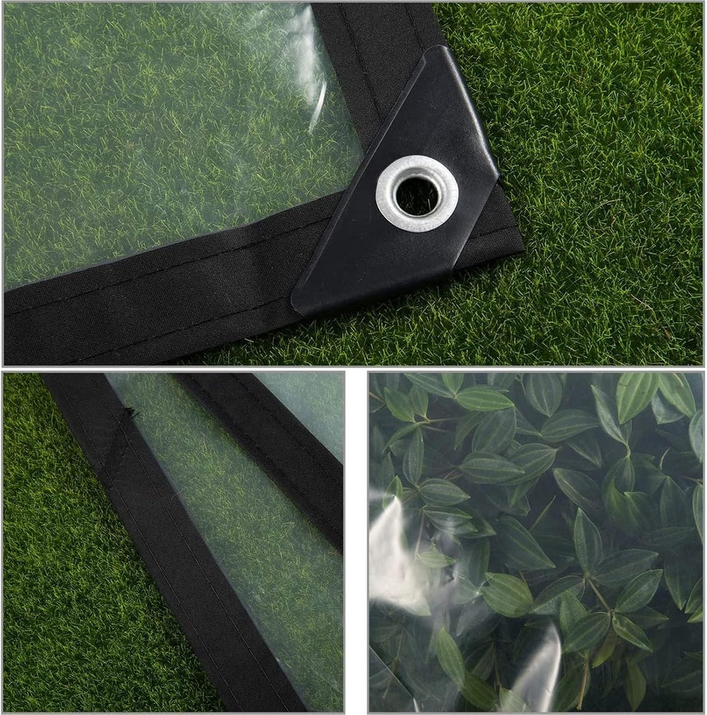 Clear Tarps with Eyelets, Dustproof Rainproof Waterproof Pergola Side Panels 0.12mm Transparent Tarpaulin Sheet for Patios, Porch, Corridor, Chicken Run/Coop Size : 15x25ft(4.6x7.7m)