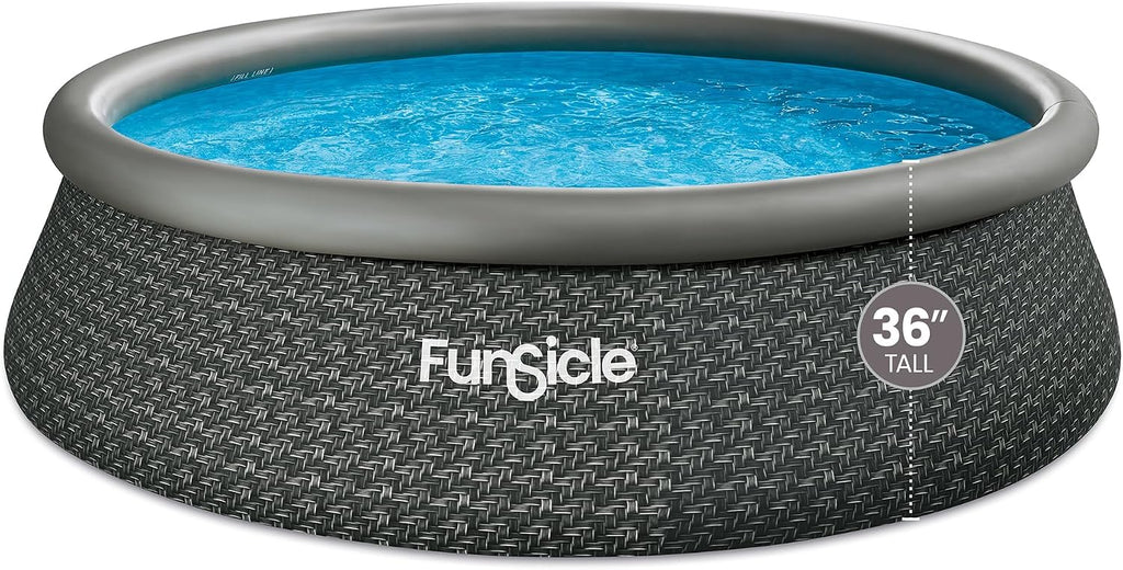 Funsicle Quickset 12ft x 36in Round Inflatable Above Ground Swimming Pool with Filter Pump – Easy Setup with Top Ring Design