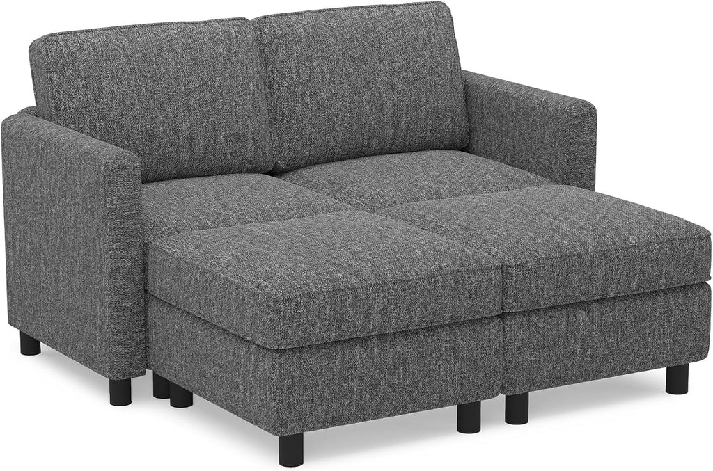 Belffin 58.3' Modular Sectional Sofa 4 Seats Sleeper Sofa Washable Sectional Couches for Living Room Comfy Couches with Storage Seat Couch Sofas with Chaise,Grey