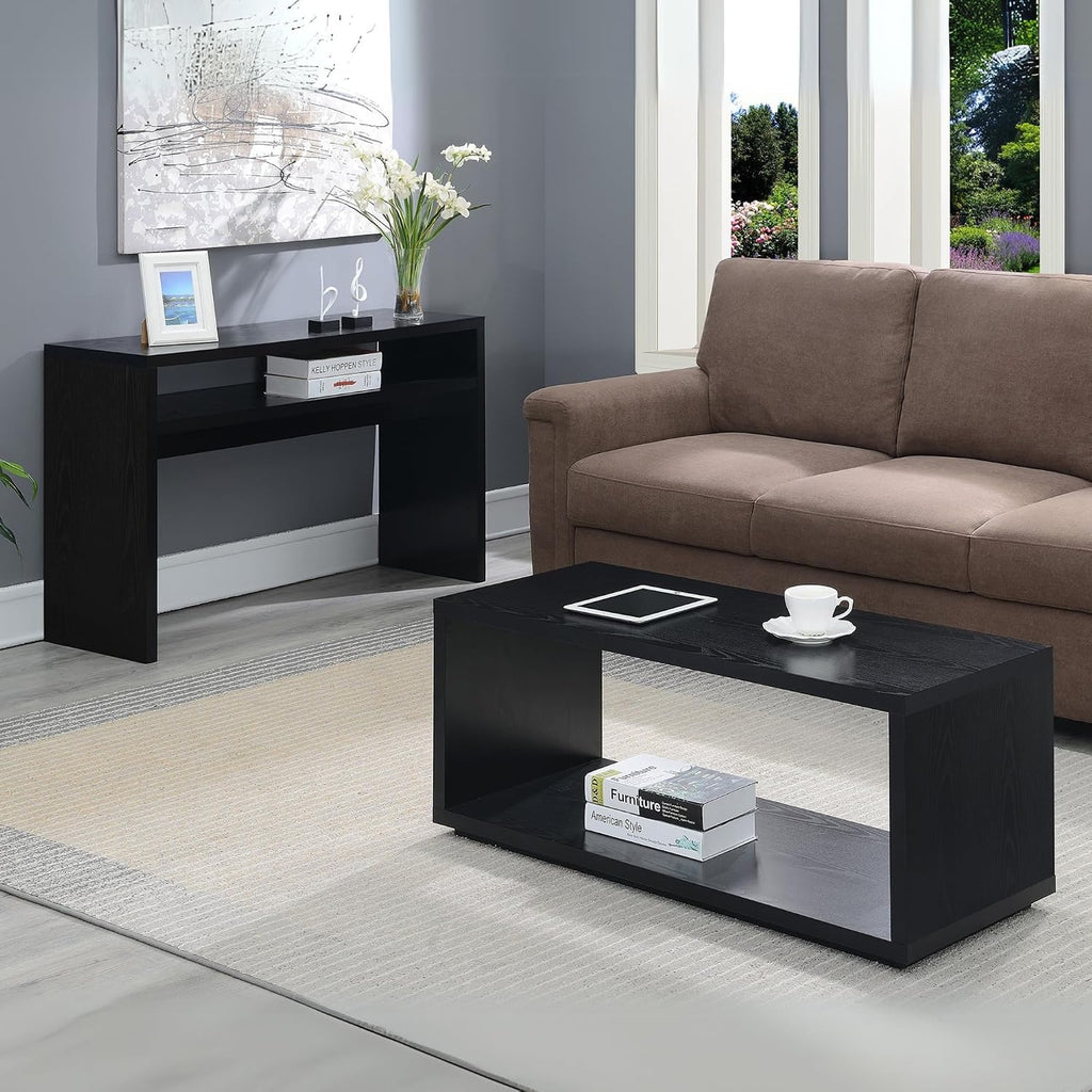 Convenience Concepts Northfield Deluxe Console Hall Table 48' - Modern, Minimalist Narrow Sofa Display Accent With Storage Shelf for Contemporary Living Room, Entryway, or Hallway, Black