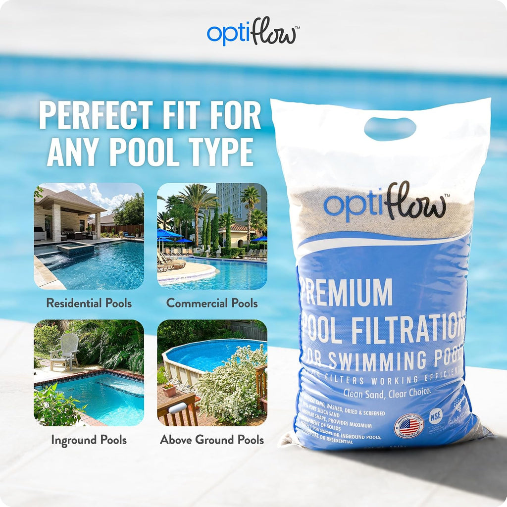 Intex 26645EG Krystal Clear 2100 GPH Sand Filter Pump for Above Ground Pools Bundled with OptiFlow Premium Pure Silica Filter Sand, 50 lb Bag