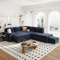 LUMISOL 90' Convertible Sleeper Sofa Bed with Pull-Out Bed & Ottoman, L-Shaped Sectional Sofa Bed with USB Ports, Cup Holders & Storage, Corner Sofa Couch with Storage Chaise for Living Room, Blue