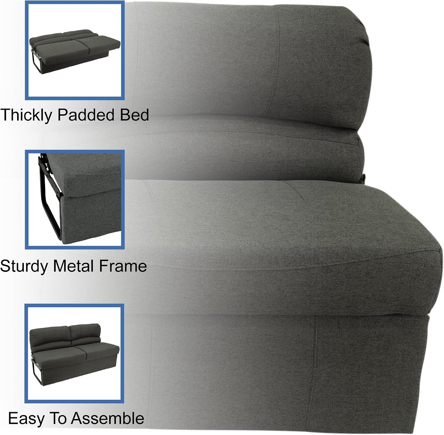 RecPro Charles RV 62' Jackknife Sofa | Love Seat | Sleeper Sofa | RV Furniture | RV Couches | Cloth (Fossil)