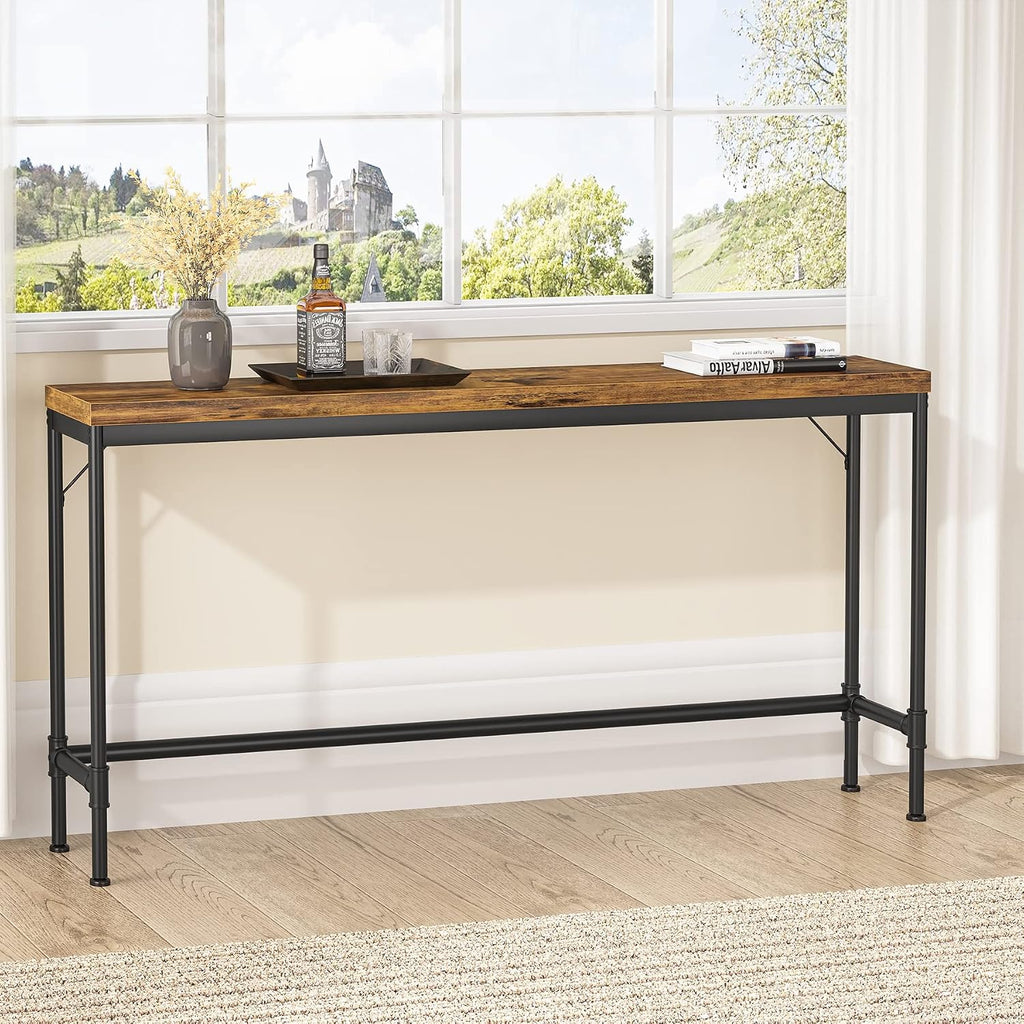 Tribesigns 70.9 Inch Extra Long Console Table, Narrow Sofa Table Behind Couch, Rustic Entryway Hallway Table Industrial Height Bar Table for Living Room
