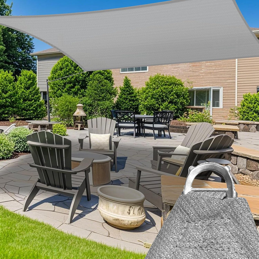 14' x 20' Gray Sun Shade Sail – Heavy-Duty Reinforced Rectangle Canopy, UV-Blocking 260 GSM Fabric, Built for Strength, Style & Longevity