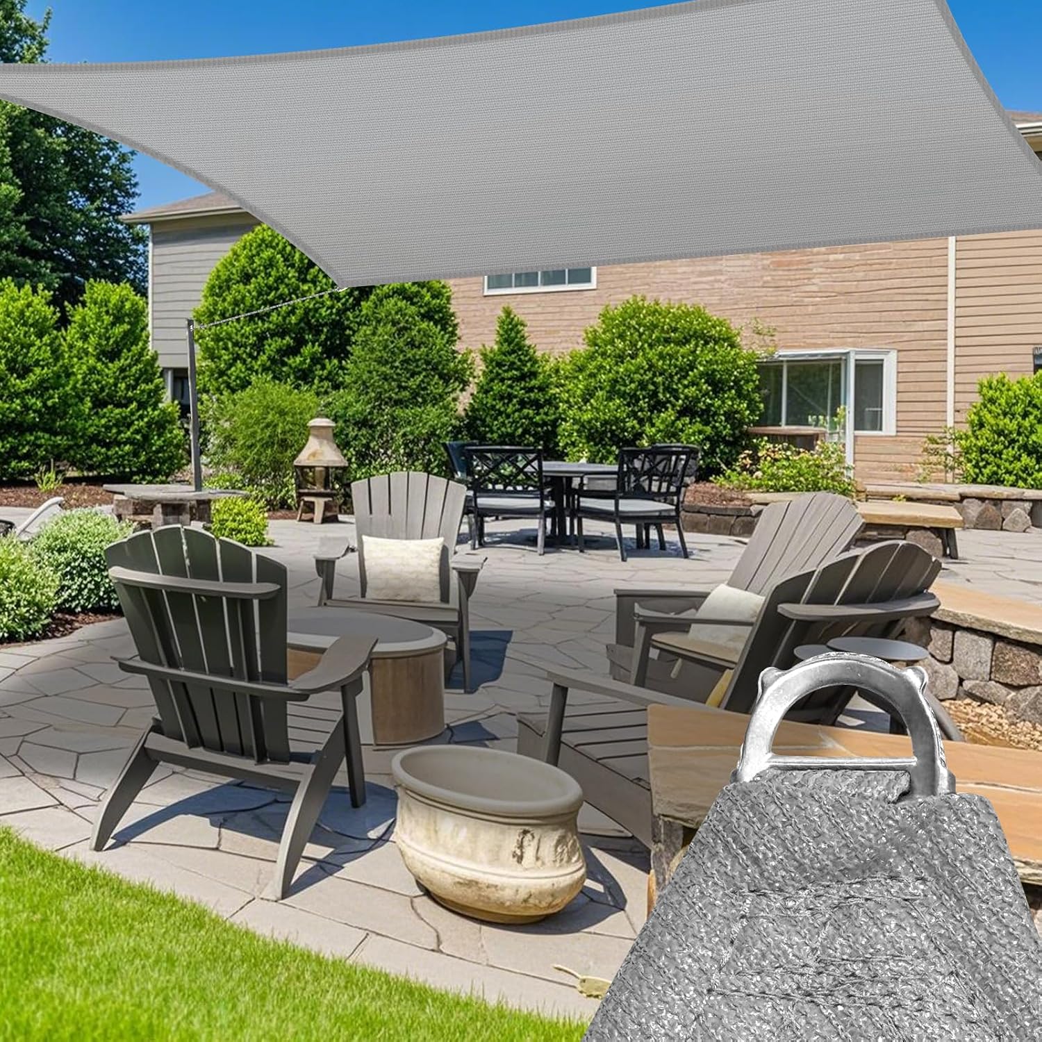 14' x 20' Gray Sun Shade Sail – Heavy-Duty Reinforced Rectangle Canopy, UV-Blocking 260 GSM Fabric, Built for Strength, Style & Longevity