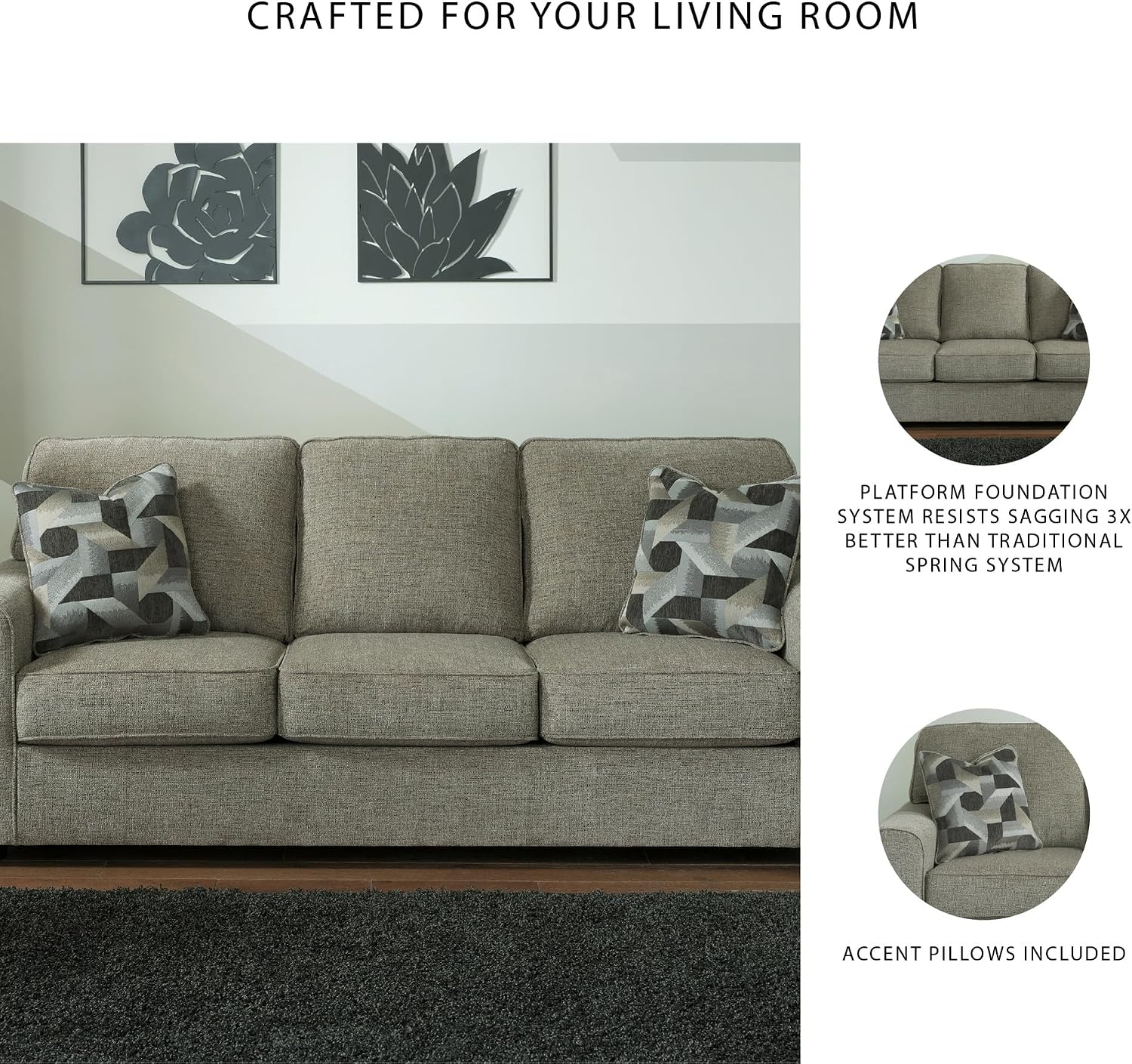 Signature Design by Ashley Cascilla Casual Sofa, Light Gray