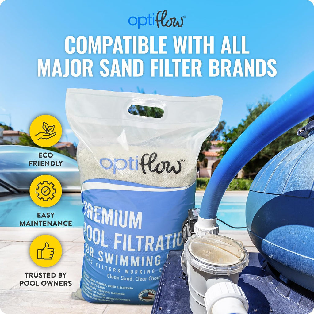 Intex 26645EG Krystal Clear 2100 GPH Sand Filter Pump for Above Ground Pools Bundled with OptiFlow Premium Pure Silica Filter Sand, 50 lb Bag