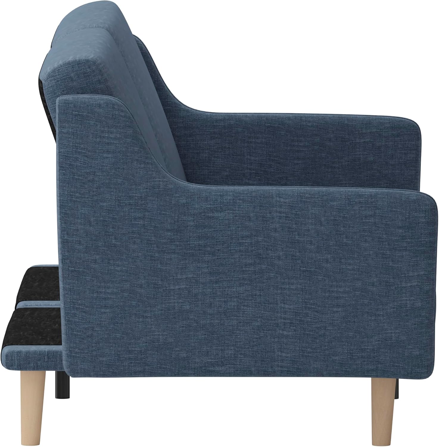 Flash Furniture Delphine Convertible Split Back Sofa Futon - Navy Faux Linen Upholstery - Solid Wood Legs - Curved Armrests - Sleeper Couch for Small Spaces