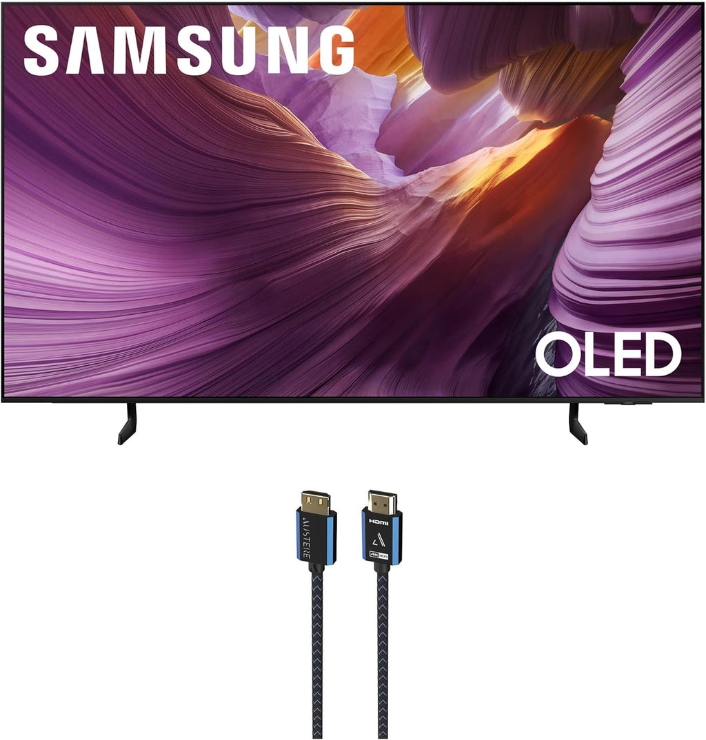 Samsung QN55S85FAFXZA 55 Inch OLED HDR 4K Smart TV with an Austere 5S-4KHD2-2.5M V-Series 2.5m Premium 4K HDR HDMI Braided Cable (2025)