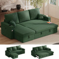 KCGKCG Sleeper Sofa Bed, 4-in-1 Pull Out Couch with Reversible Chaise | Dual USB & Type-C Charging | Dual Cup Holders | Layered Storage (Armrest + Chaise) for Living Room (Classic Green)