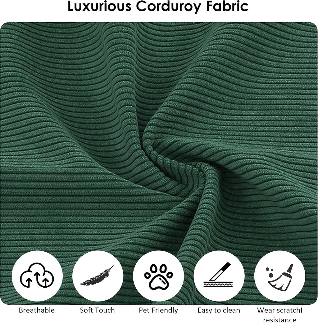 80' Convertible Sofa Bed, 3-in-1 Corduroy Folding Pull Out Couch with Pillows, No Assembly Modern Boneless Couch Compression Sofa in Box, Floor Sofa with Side Storage Pocket for Living Room,Dark Green