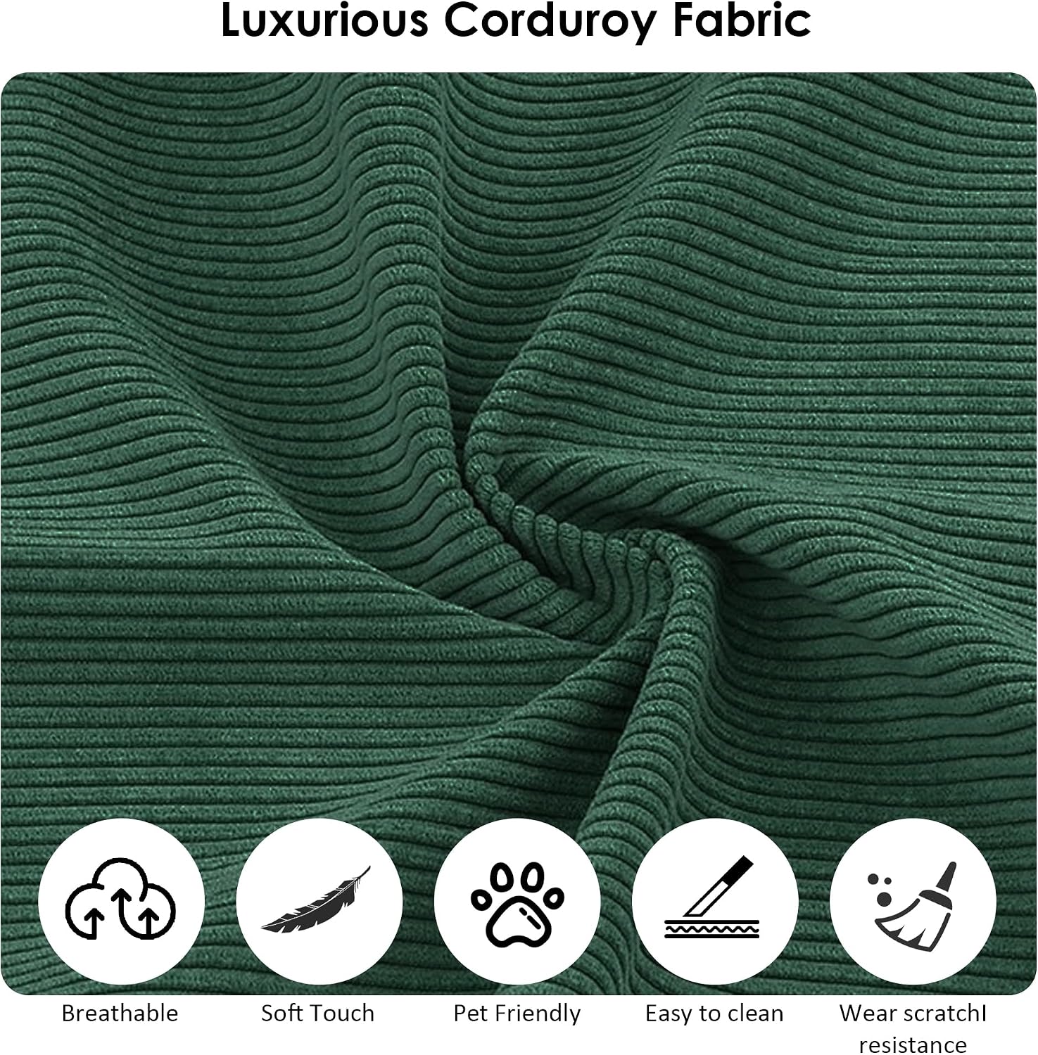 80' Convertible Sofa Bed, 3-in-1 Corduroy Folding Pull Out Couch with Pillows, No Assembly Modern Boneless Couch Compression Sofa in Box, Floor Sofa with Side Storage Pocket for Living Room,Dark Green