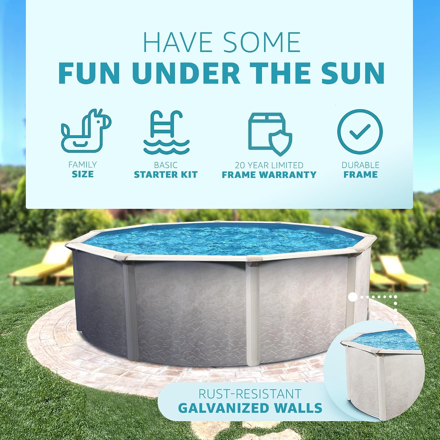 Aquarian Steel-Frame Above-Ground Pool Kit w/ Sand Filter & Pump, Phoenix, 15'