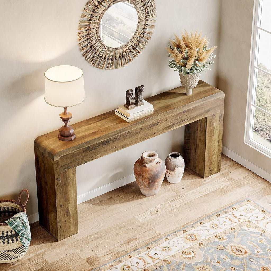 Tribesigns 70.9-Inch Extra Long Console Table, Rustic Wooden Sofa Table Behind Couch, Farmhouse Entryway Console for Living Room, Entryway, Hallway, Foyer (Brown)