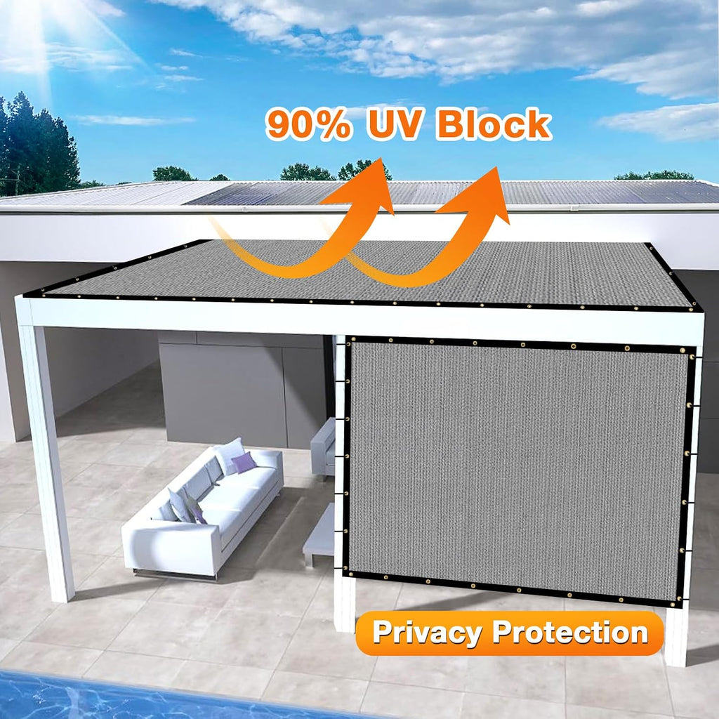 Artpuch Outdoor Pergola Shade Cover 14x20 FT Sun Shade Cloth with Grommets Light Grey Commercial Grade Patio Privacy Screen Shade Canopy (Customized Available) GN09