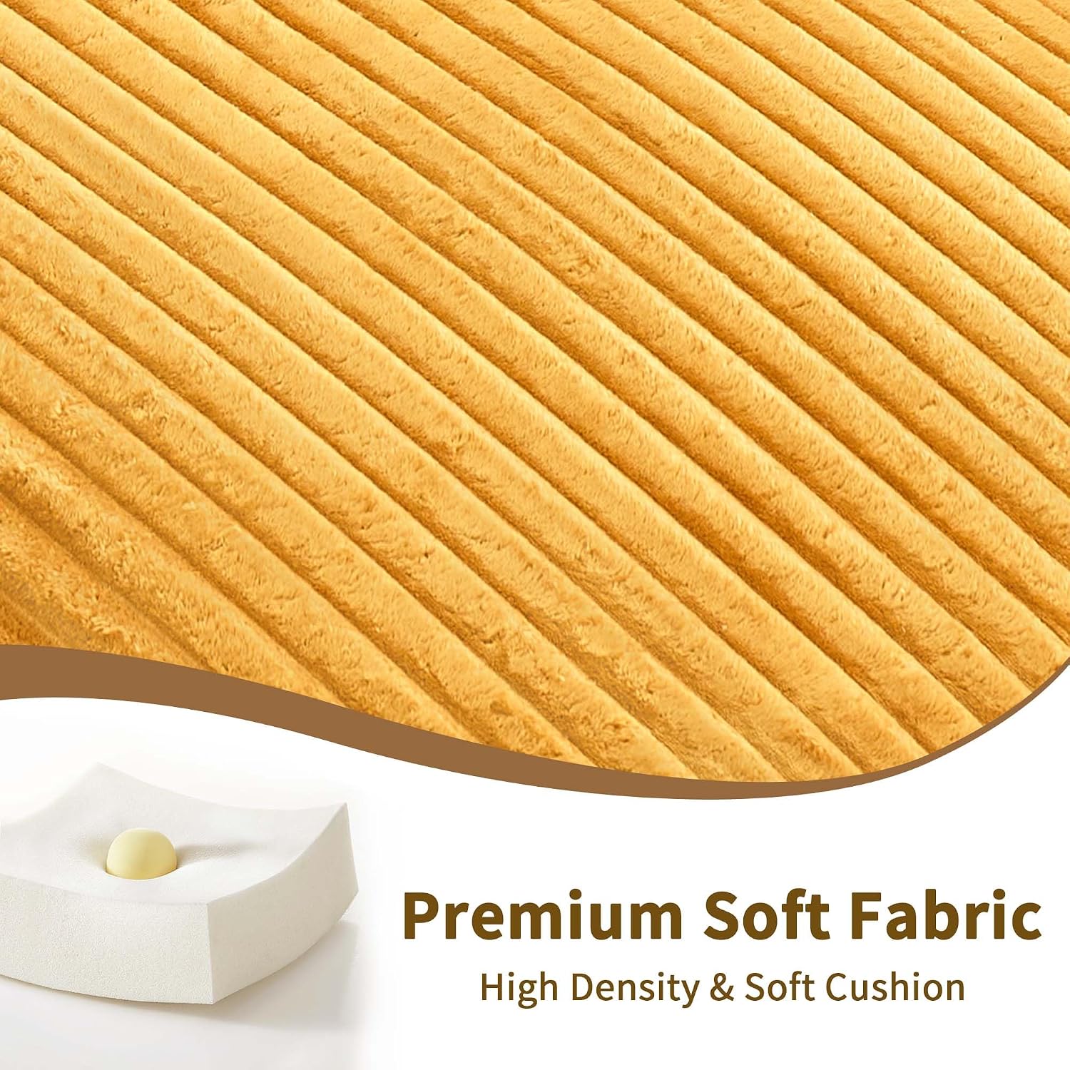 Majnesvon Modern Corduroy Fabric Sofa Bed Futon, 3 in 1 Convertible Pullout Bed Sleeper Couches with 3 Reclining Backrests, Small Sofa Chair Bed for Living Room Bedroom (Yellow)