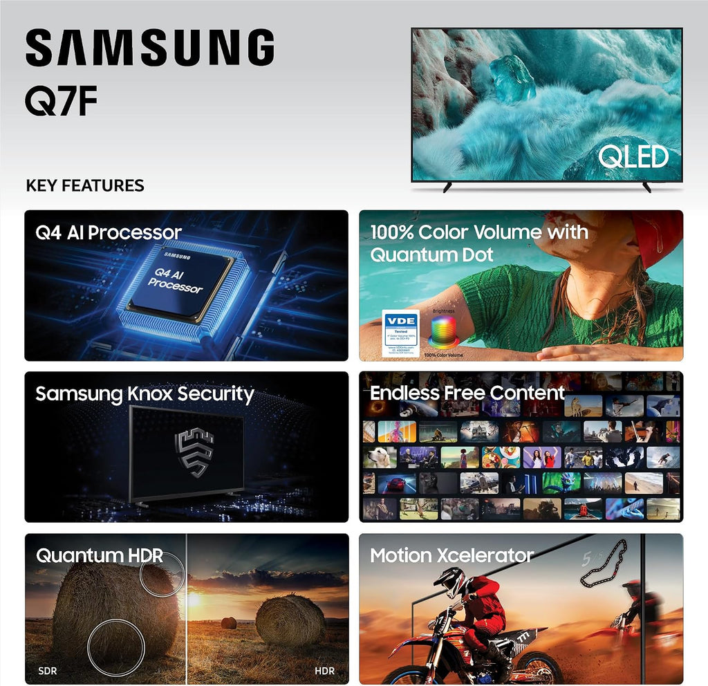 Samsung 75-Inch Class QLED Q7F Series Samsung Vision AI Smart TV (2025 Model, 75Q7F) Quantum HDR, Object Tracking Sound Lite, Q4 AI Gen1 Processor, 4K upscaling, Gaming Hub, Alexa Built-in
