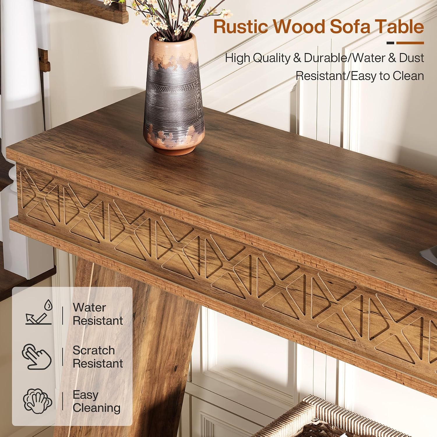 Tribesigns 70.9 Inch Long Console Table for Entryway, 2-Tier Farmhouse Entryway Table with Storage, Narrow Sofa Table Behind the Couch, Wood Accent Table for Hallway, Living Room, Foyer, Rustic Brown
