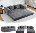 5-in-1 Convertible Folding Sofa Bed, 79' Queen Chenille Boneless Couch with Removable Armrests, No Assembly Loveseat Sleeper Sofa, Modular Futon Couch for Living Room & Bedroom, Dark Grey