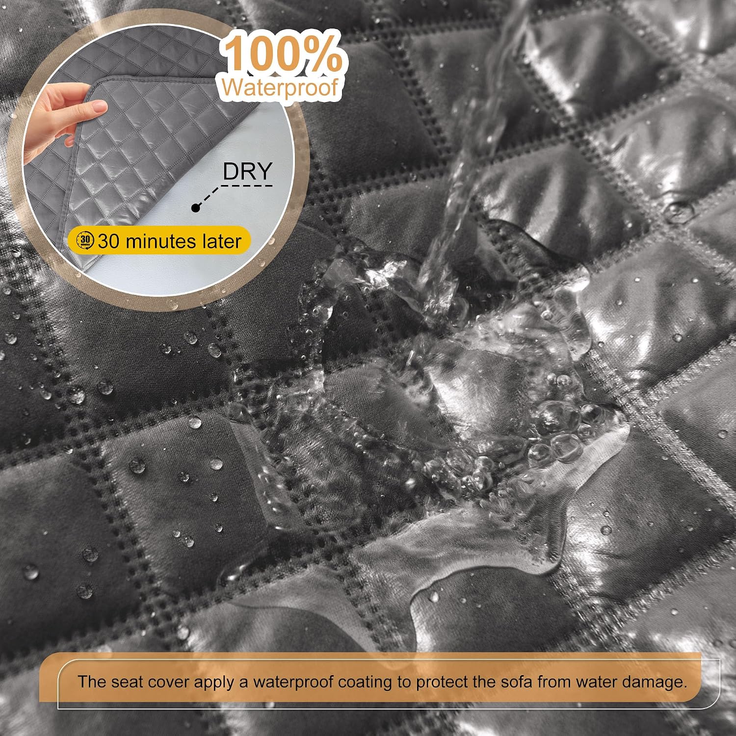 HDCAXKJ 100% Waterproof Reclining Sectional Couch Covers L Shape Recliner Sofa Cover Washable Quilted Soft Pet Dog Corner Recliner Slipcovers with Pockets (5 Seat and 1 Middle Console, Charcoal Gray)