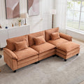 Oprisen 120' Modular Sectional Sofa, Comfy Cloud Couch Sectional Sofa with Ottoman, Chenille Sofa Sleeper Deep Seat Sofa with Throw Pillows for Living Room (Orange, 120'- L Shape)