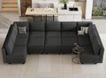 Belffin Large Modualr Sectional Sleeper Sofa Bed Oversized U Shaped Sectional Couch Set with Storage. Black Couch