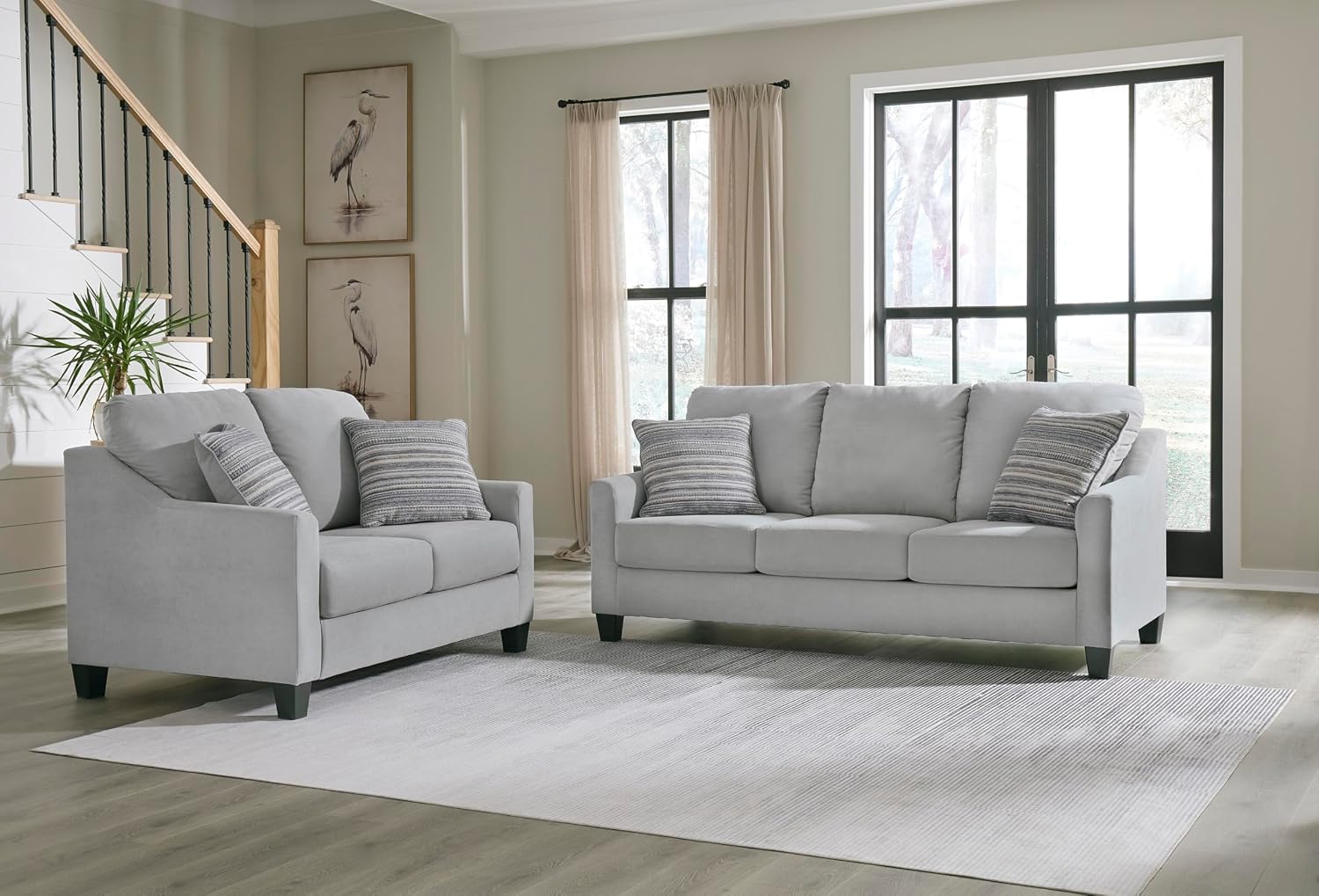 Signature Design by Ashley Adlai Casual Sofa with 2 Toss Pillows, Light Gray