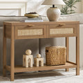 SICOTAS Console Table with Rattan Drawers - Boho Rattan Entryway Table with Storage, Small Console Tables for Entryway, Entry Tables for Hallway