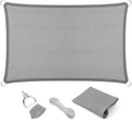 Eden's Decor Straight Flat-Edged Sun Shade Sail Rectangular 14' x 20' Grey UV-Blocking Outdoor Canopy Fabric Cloth Awning for Pergola Patio Garden Backyard Custom Size