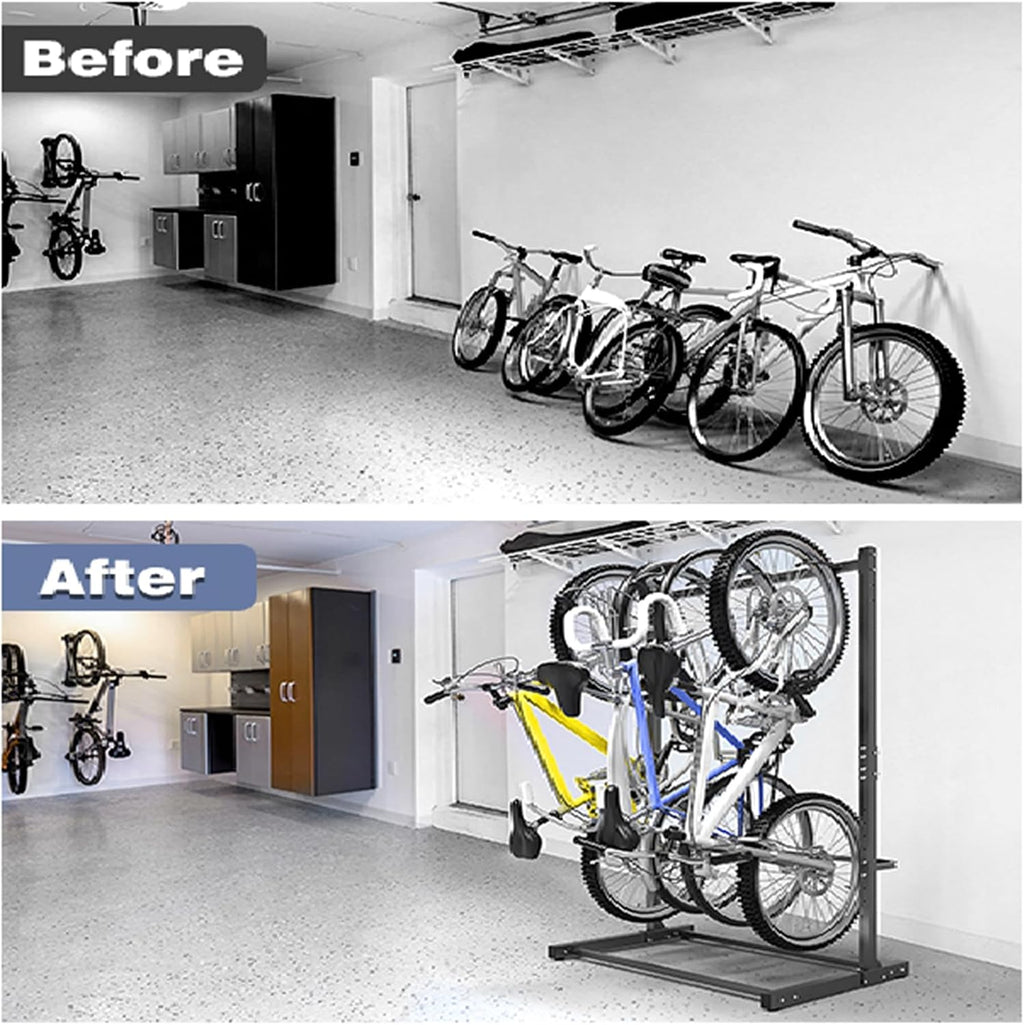 WALMANN Freestanding Bike Stand for Garage, 4 Bikes Vertical Bike Storage Stand Heavy Duty Bike Floor Stand