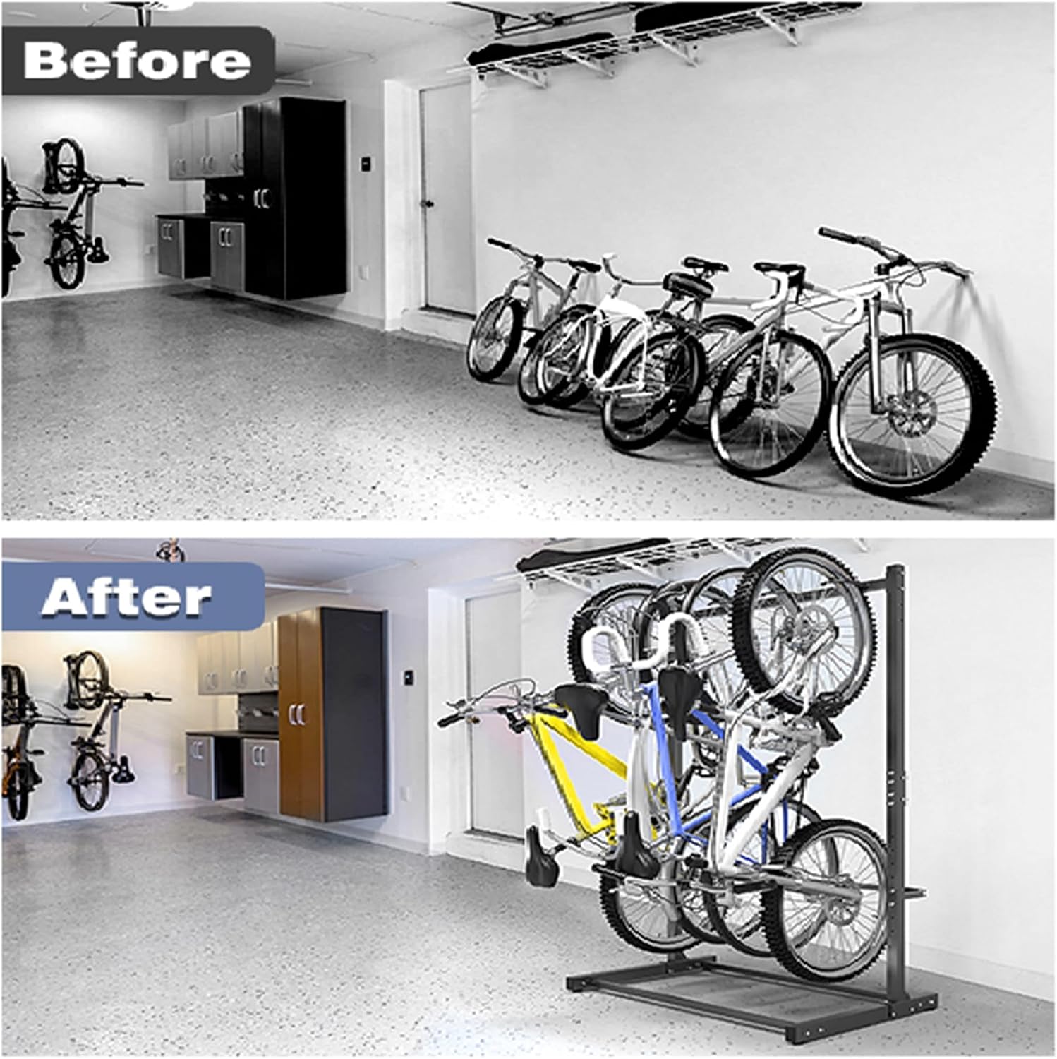 WALMANN Freestanding Bike Stand for Garage, 4 Bikes Vertical Bike Storage Stand Heavy Duty Bike Floor Stand
