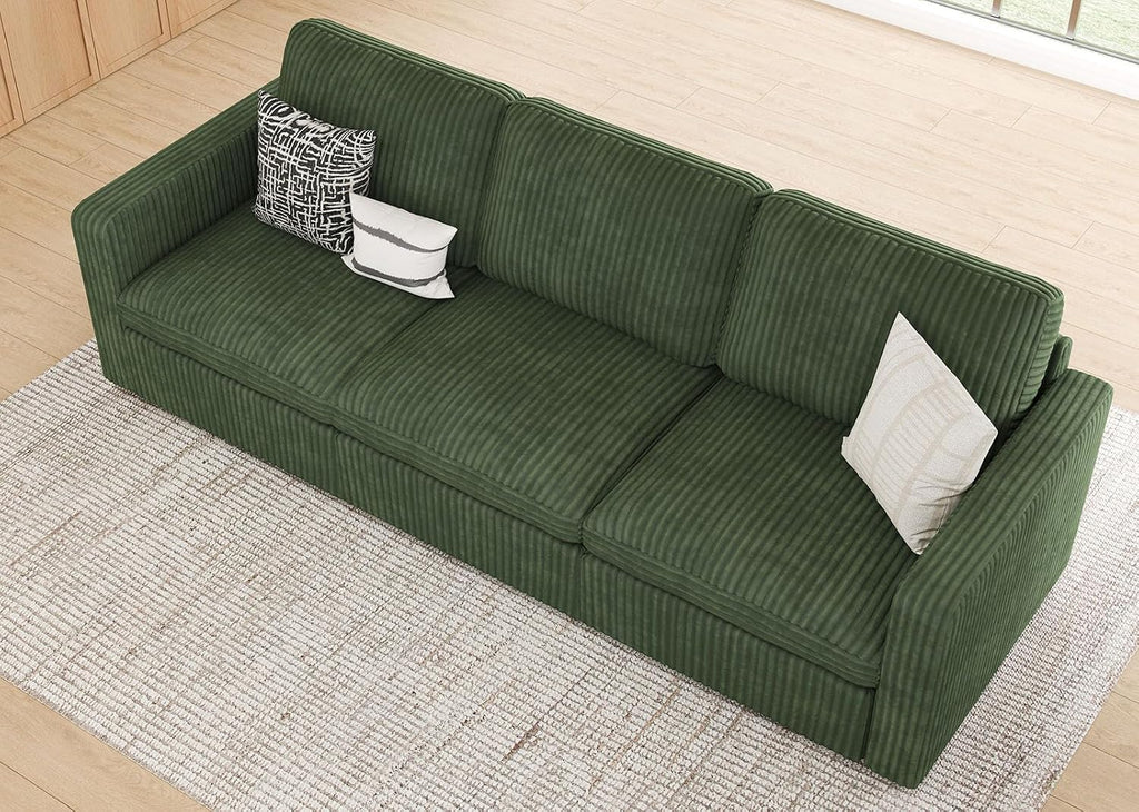 Belffin Modular Sectional Sofa with Storage Seat, Oversized Cloud Couch Sectional with Extra Deep Seat, Comfy 3 Seater Sectional Couches for Living Room, Plush Corduroy Green