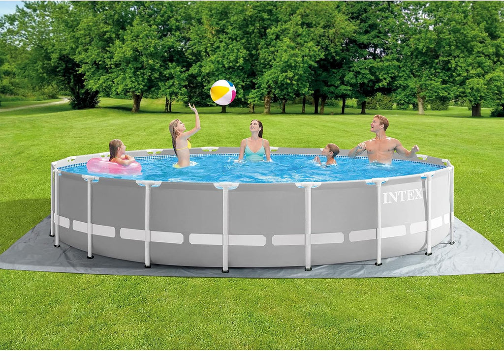 Intex 26723EH 15 Feet by 42 Inches Prism Frame Above Ground Swimming Pool Set with Debris Cover, Ladder, and 120 Volt 1000 GPH Cartridge Filter Pump