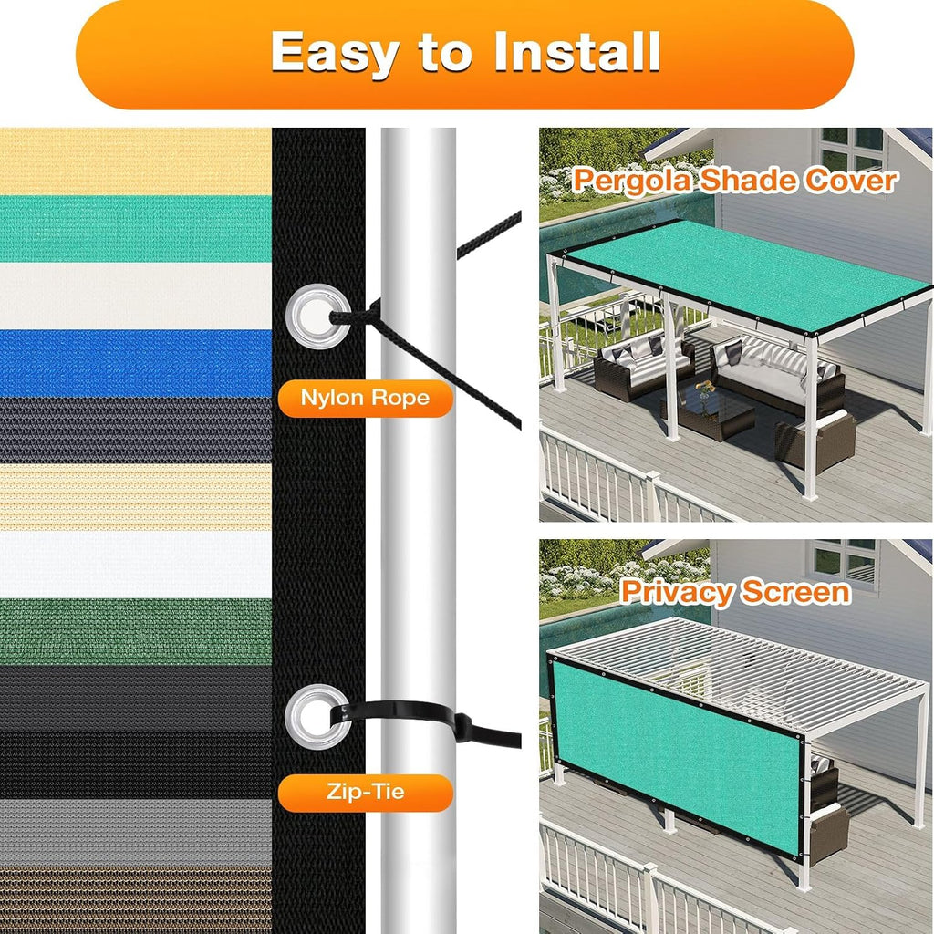 Artpuch Outdoor Pergola Shade Cover 14x20 FT Sun Shade Cloth with Grommets Turquoise Commercial Grade Patio Privacy Screen Shade Canopy (Customized Available) GN06