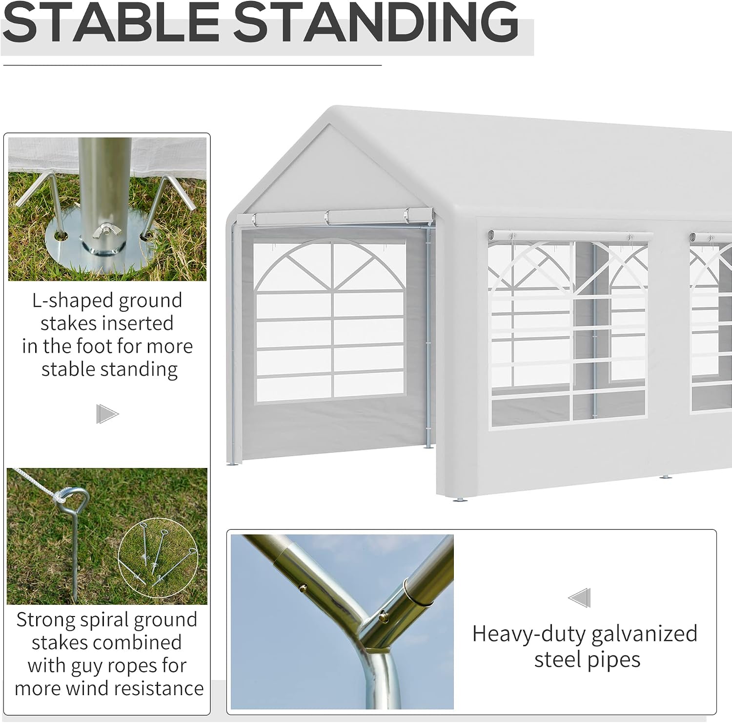 Outsunny 10 x 20 ft Heavy Duty Party Tent Outdoor Gazebo Wedding Tent Event Shelter Carport BBQ with Removable Sidewalls & Windows, Outside Waterproof Canopy for Parties, White