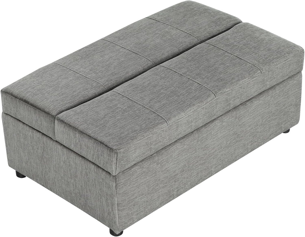 LUMISOL Folding Ottoman Sleeper Chair Bed with Mattress, Convertible Fold Out Sleeper Sofa Bed, Twin Size Chenille Couch and Ottoman Sofa for Living Room Bedroom Guest Room, Grey