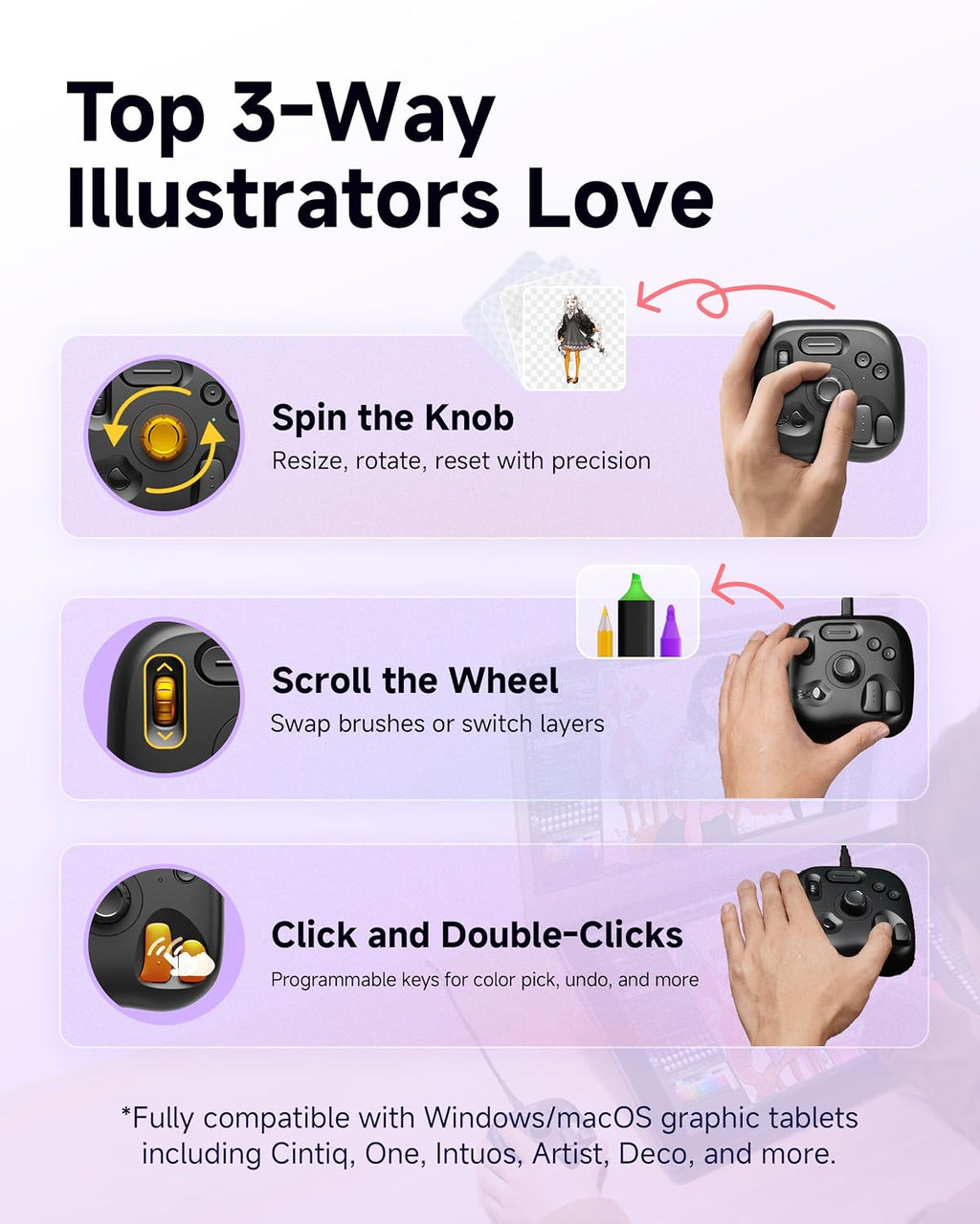 TourBox Lite Bluetooth - Drawing Bundle with Device & Clip Studio Paint Debut (Activation Card), Artist Go-to Compact Macro Keypad Editing Keyboard with Custom Software - CSP Starter Wireless Kit