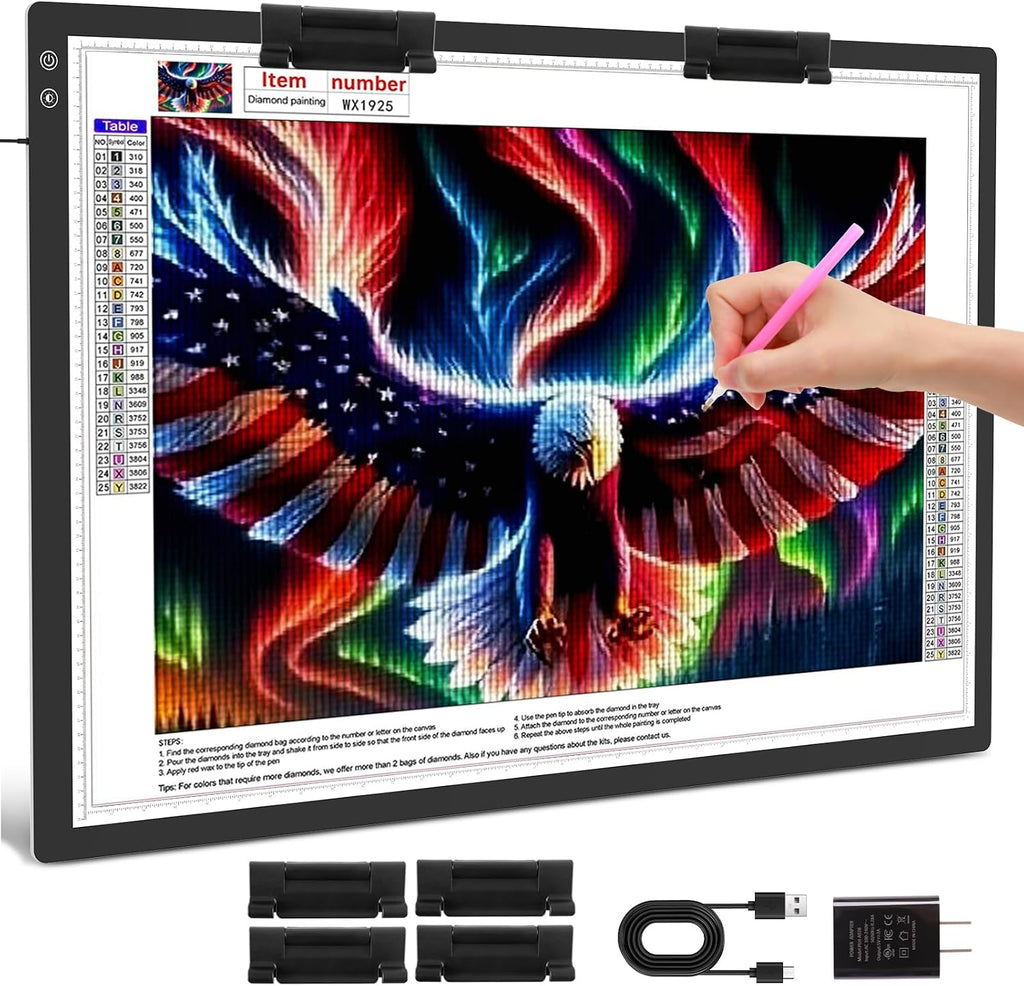 TOHETO Rechargeable A1 Light Pad 35.4'x23.6', Extra Large LED Light Board for Diamond Painting, 3-Color Modes Light Box, Diamond Art Light Table, Lightbox for Tracing and Drawing, Sketching, Artists