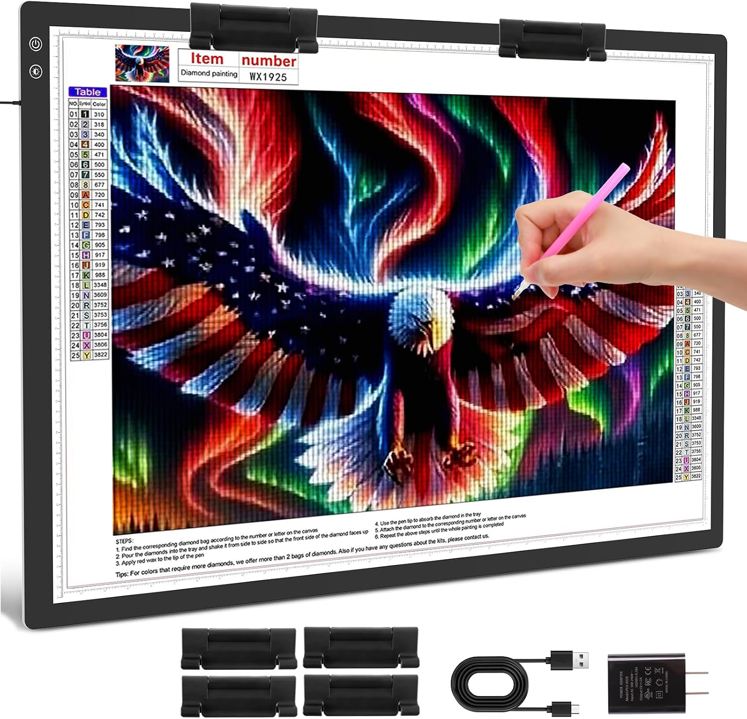 TOHETO Rechargeable A1 Light Pad 35.4'x23.6', Extra Large LED Light Board for Diamond Painting, 3-Color Modes Light Box, Diamond Art Light Table, Lightbox for Tracing and Drawing, Sketching, Artists