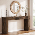 Solid Wood Console Table, 63-Inch Farmhouse Sofa Table Behind Couch for Entryway, Living Room, Foyer, Easy Assembly (Dark Brown)